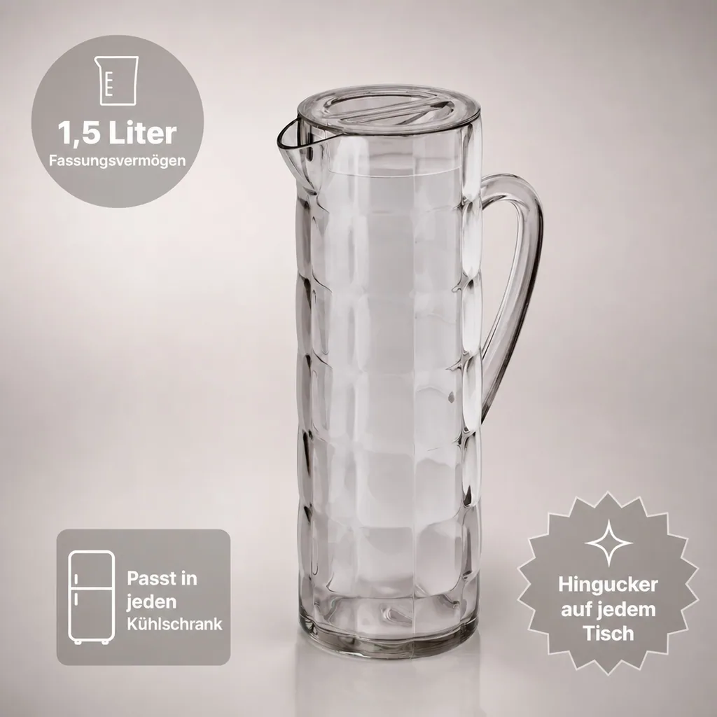 Krug, Wasserkrug - Rio, 1,5 ltr., SAN, Farbe: grau