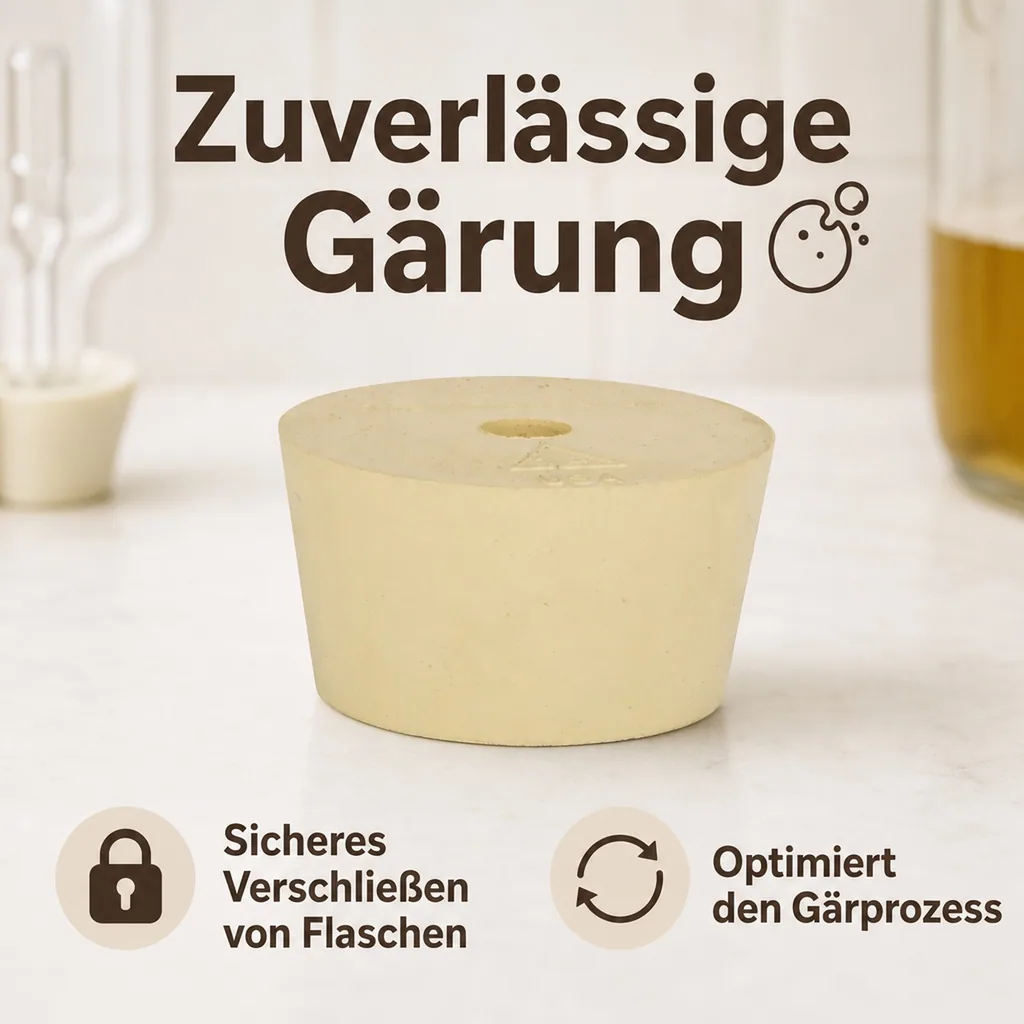Gummistopfen für Gärungsflasche, PET 12/23L, mit Loch 9 mm