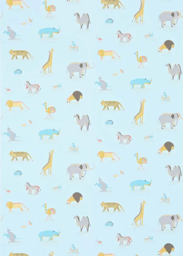 Little Sanderson Abracazoo Tapete Safari Tiere hellblau