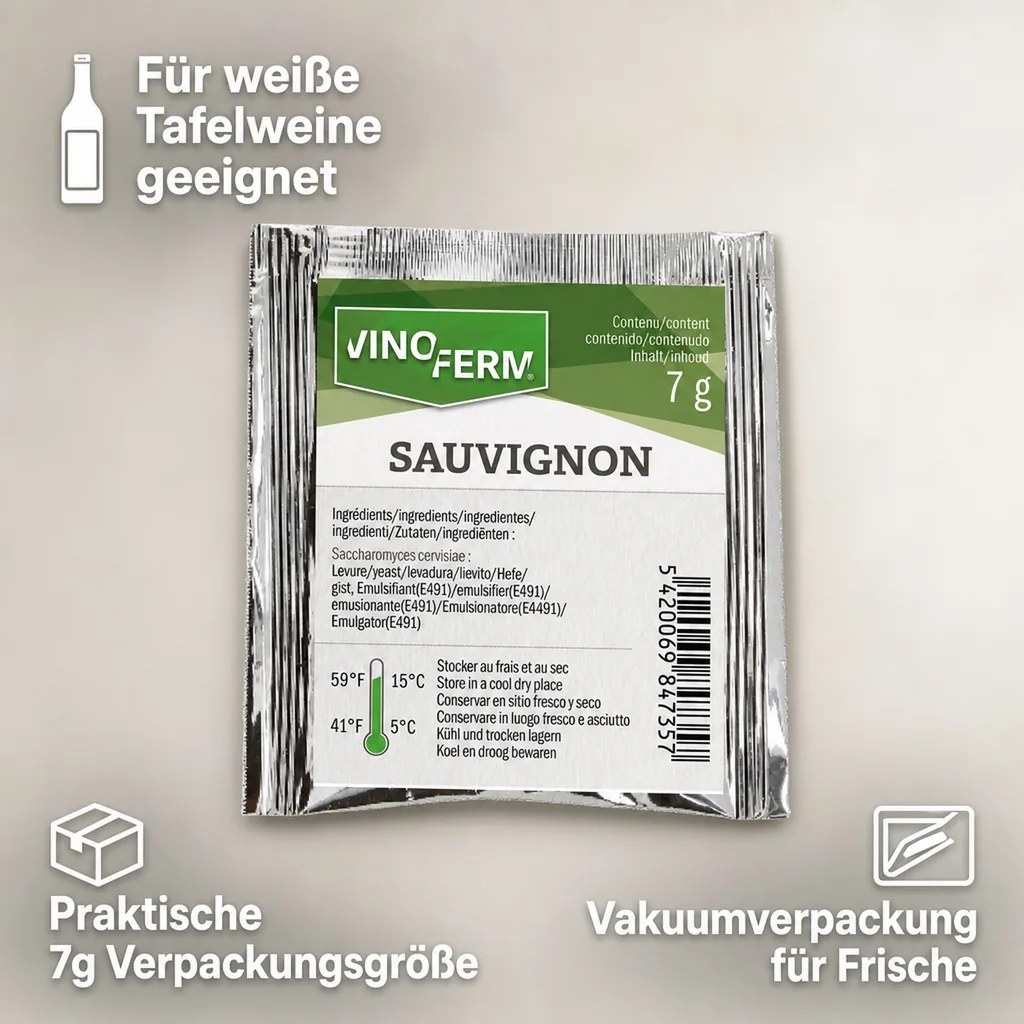 Weinhefe, Trockenhefe Wein - Vinoferm, Sauvignon, 7g