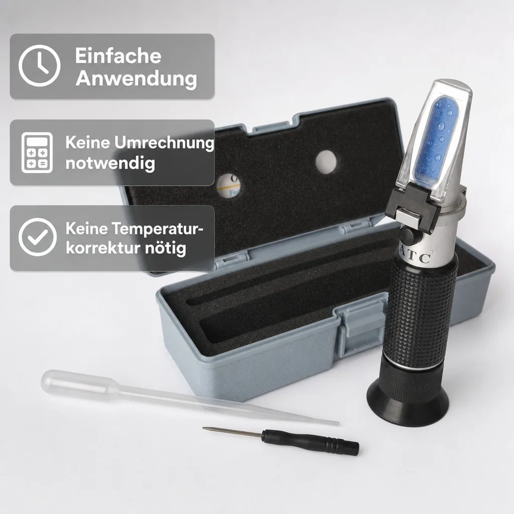 Refraktometer 0-32%, Brix + 1.000-1.130 Spezifisches Gewicht mit ATC