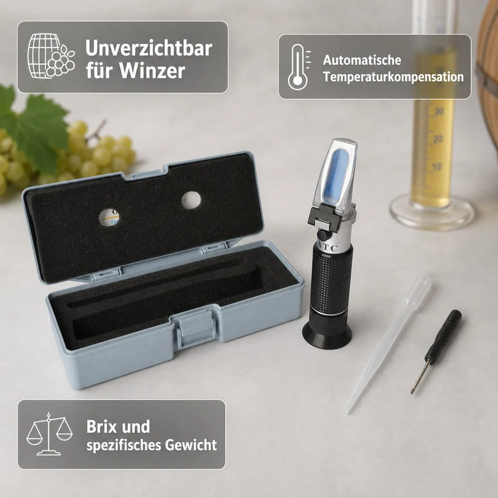 Refraktometer 0-32%, Brix + 1.000-1.130 Spezifisches Gewicht mit ATC