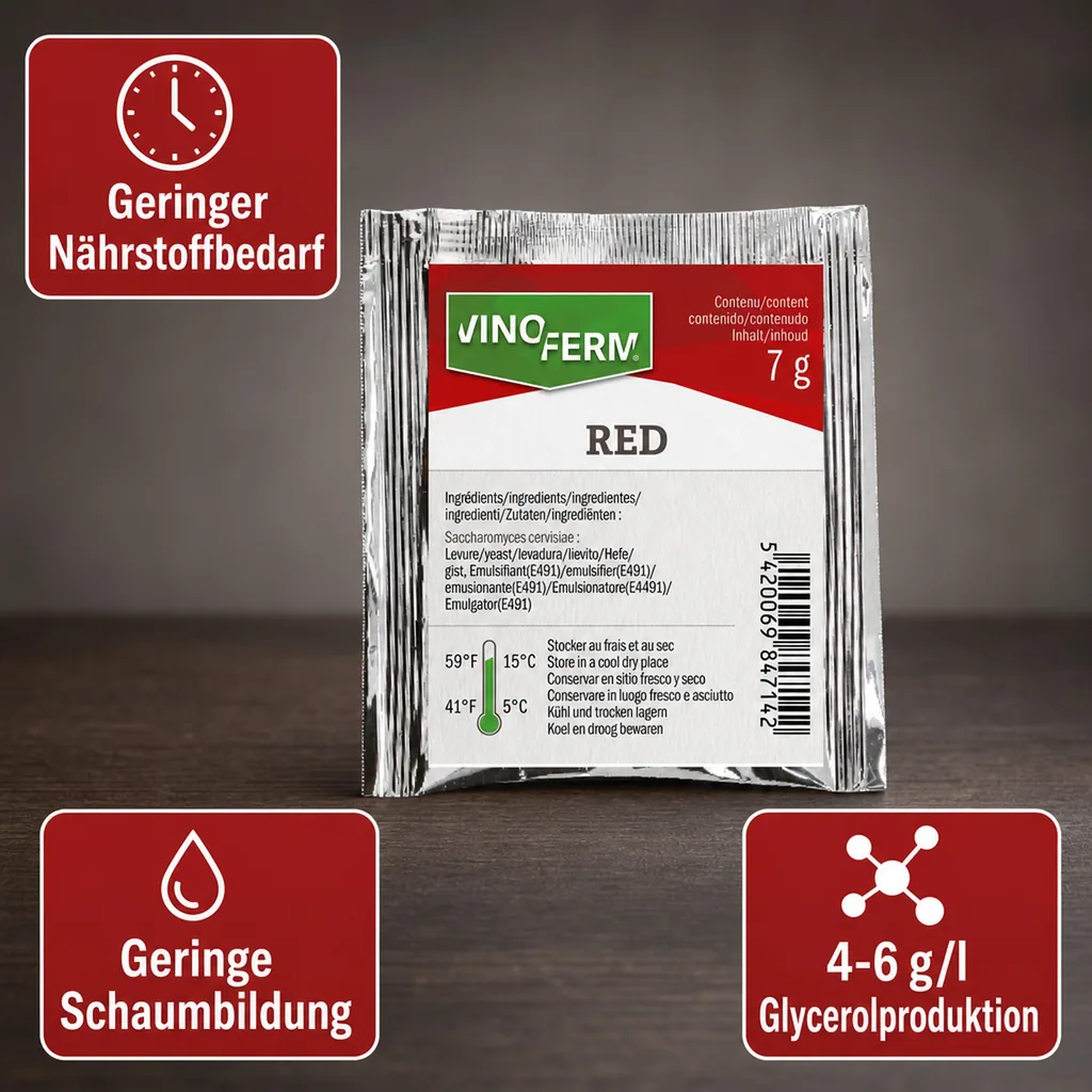 Weinhefe, Trockenhefe Wein - Vinoferm, Red, 7g
