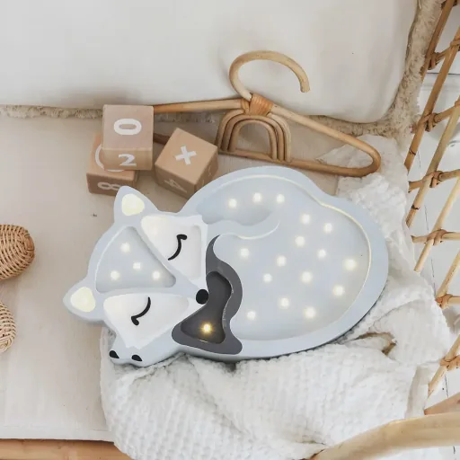little lights Led Deko Kinderlampe Fuchs hellgrau