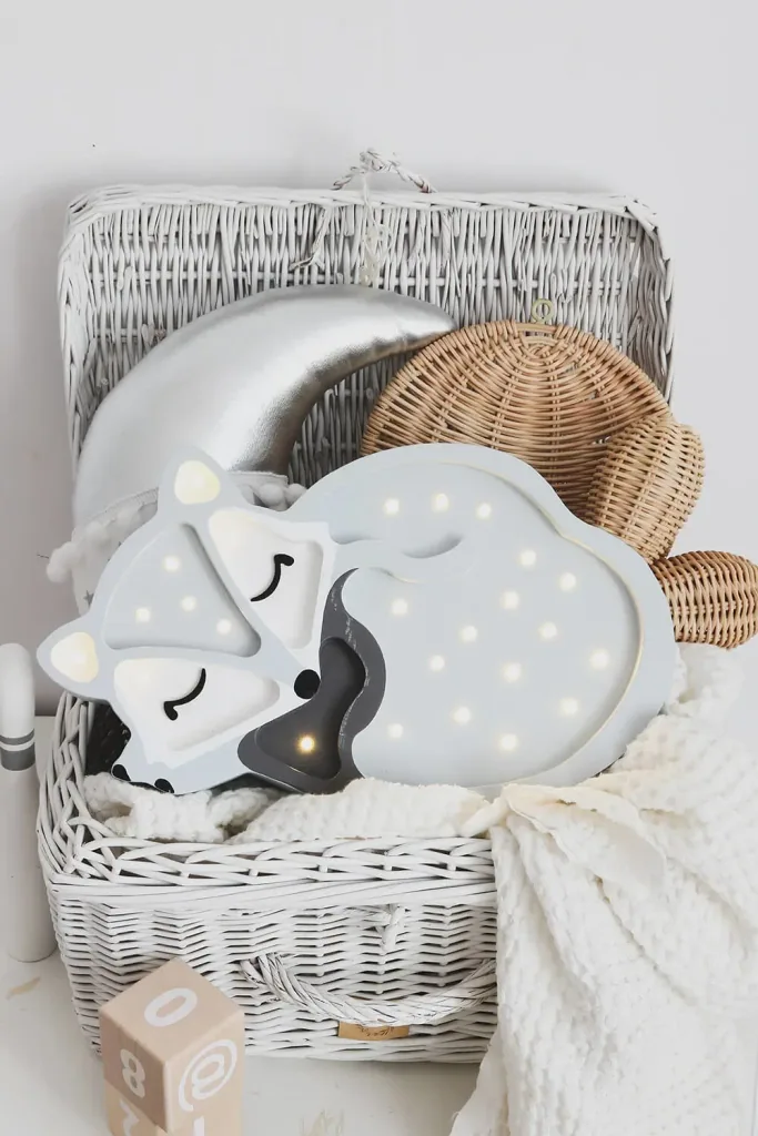 little lights Led Deko Kinderlampe Fuchs hellgrau