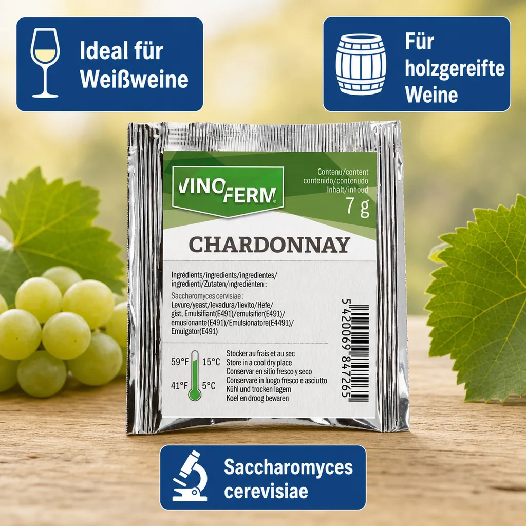 Weinhefe, Trockenhefe Wein - Vinoferm Chardonnay, 7g