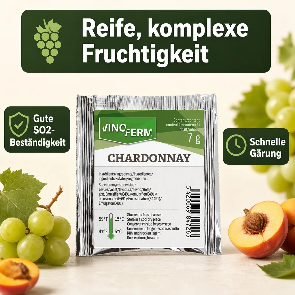 Weinhefe, Trockenhefe Wein - Vinoferm Chardonnay, 7g