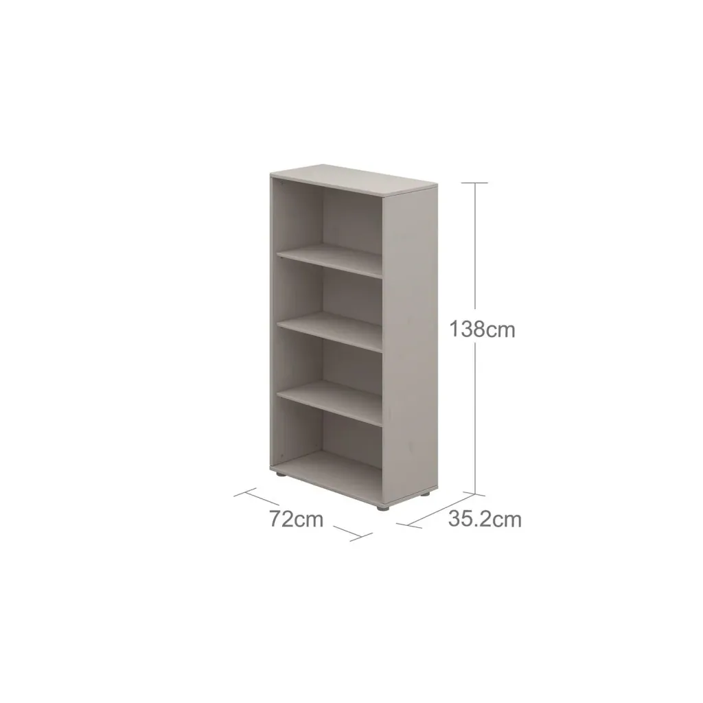 Flexa Bücherregal - Classic, mit 3 Regalbrettern, 72x138 cm, Farbe: Grau gewaschen
