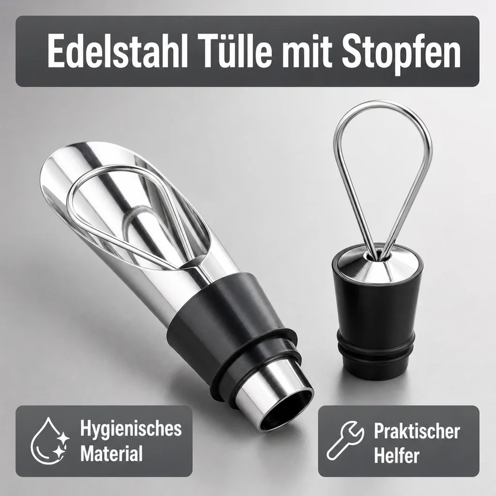 Tülle mit Stopfen - Save & Stop, Edelstahl