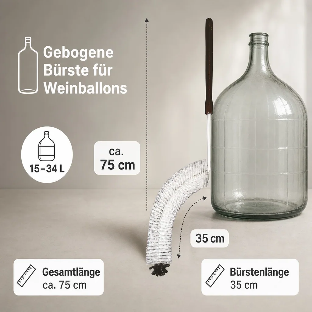 Gebogen Bürste für Weinballon, Glasballons - 15-34L