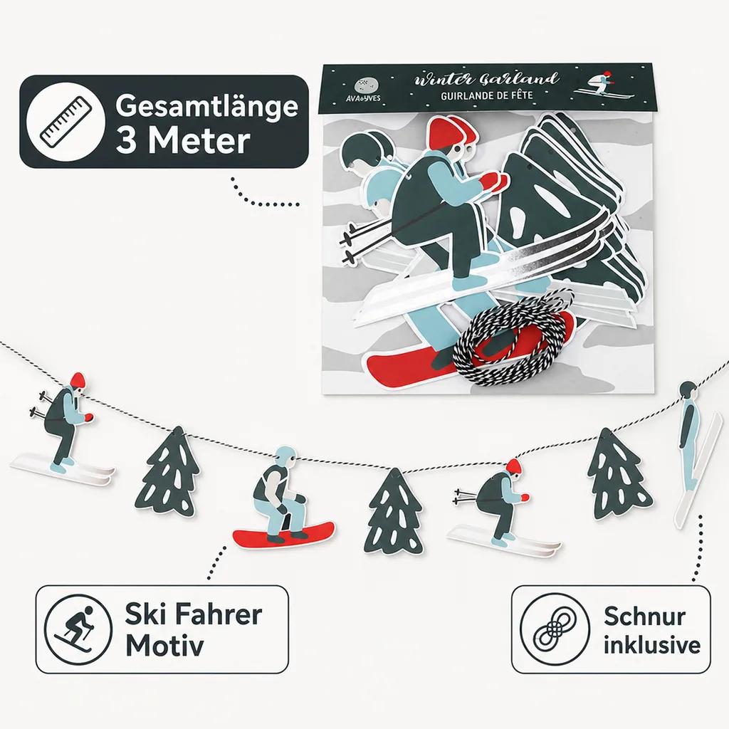 Ava & Yves Partygirlande Ski Fahrer