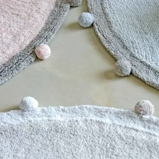 Lorena Canals Teppich rund Baumwolle Bubbly blau
