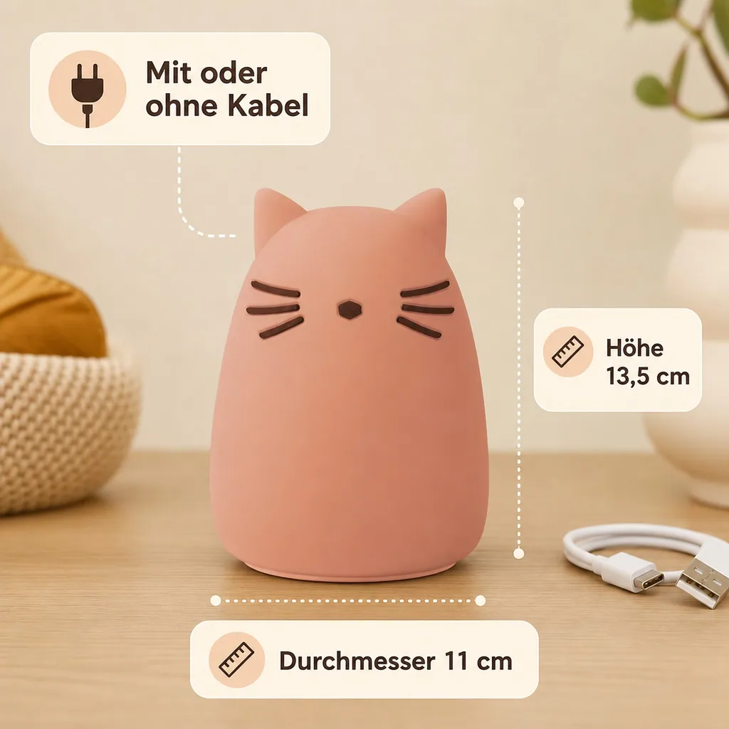 Liewood Nachtlicht Kinder, Kinder-Nachtlicht in Tierform - Winston, Farbe: Cat rose
