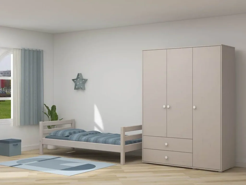 Flexa Kleiderschrank - Classic, 150x202,5 cm, Farbe: Grau gekalkt / Grau gekalkt / Weiß