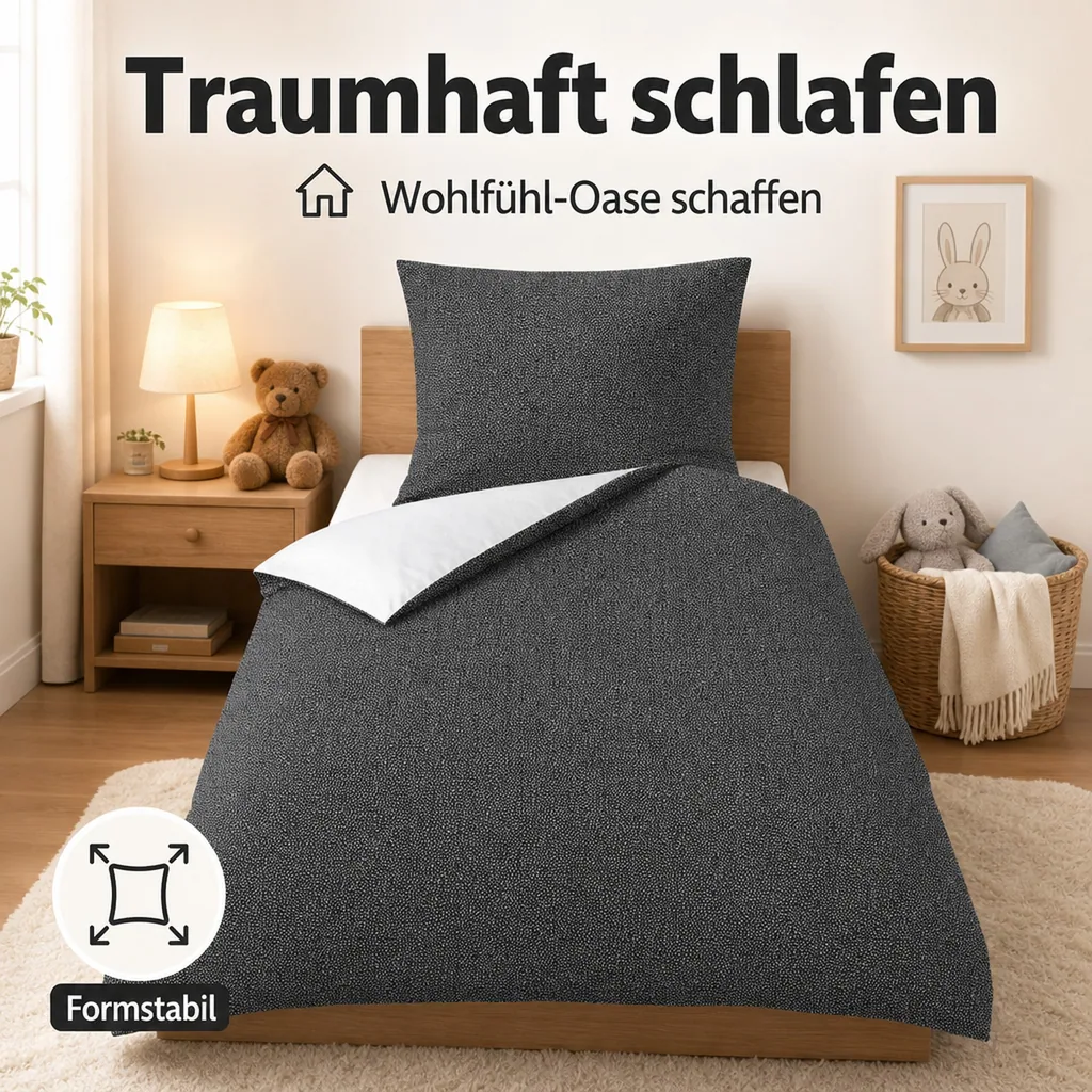 Bink Bettwäsche Sil Minitüpfchen schwarz weiss 135 x 200