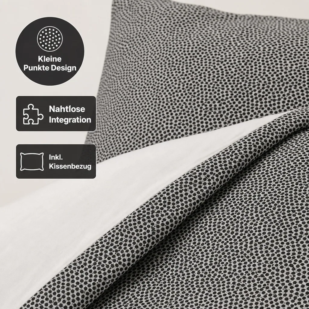 Bink Bettwäsche Sil Minitüpfchen schwarz weiss 135 x 200