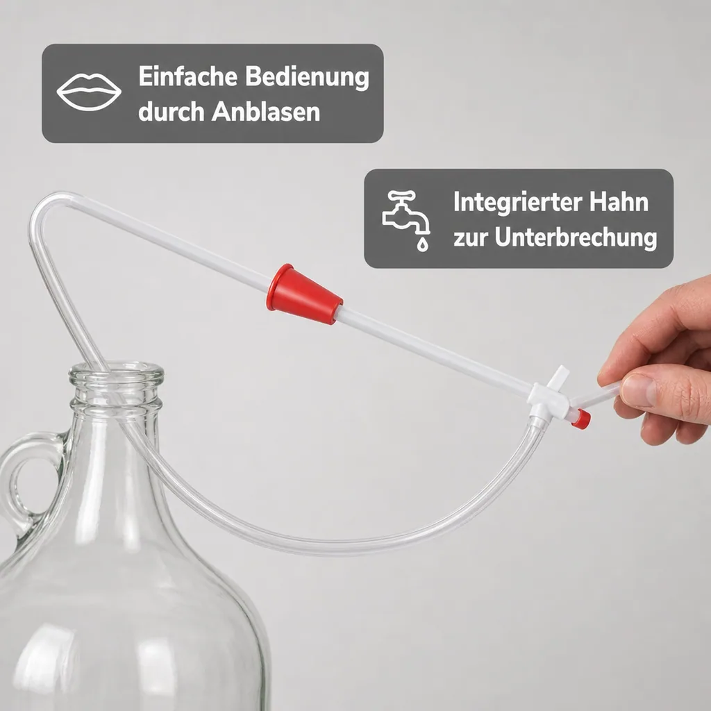 Heber zum Anblasen - mit Hahn und Anti-Bodensatz-Stopfen
