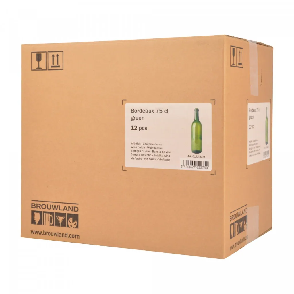 12er Weinflaschen-Karton (Bordeaux 75 cl) - Stabile & umweltfreundliche Flaschenaufbewahrung, Farbe: grün