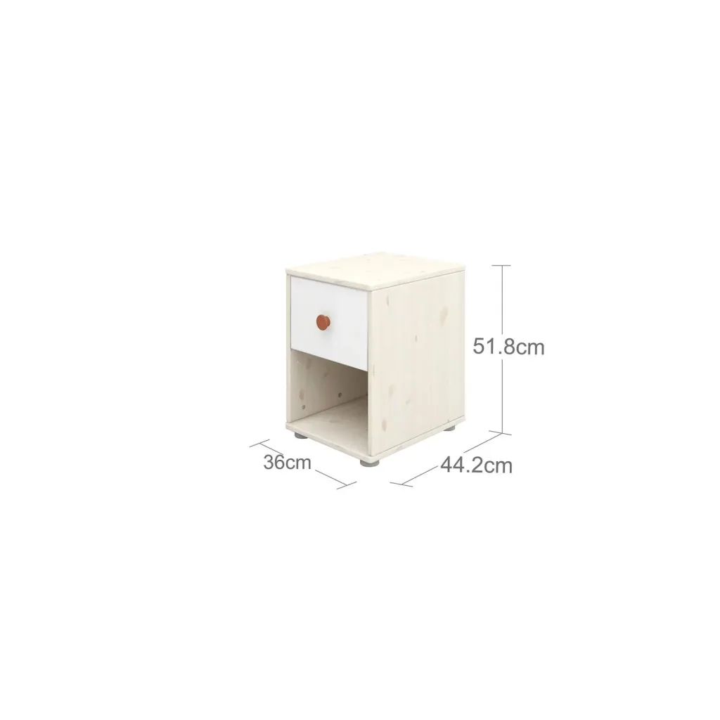 Flexa Kommode - Classic, mit 1 Schublade, 36x51,8 cm, Farbe: Weiß gekalkt / Weiß / Rouge