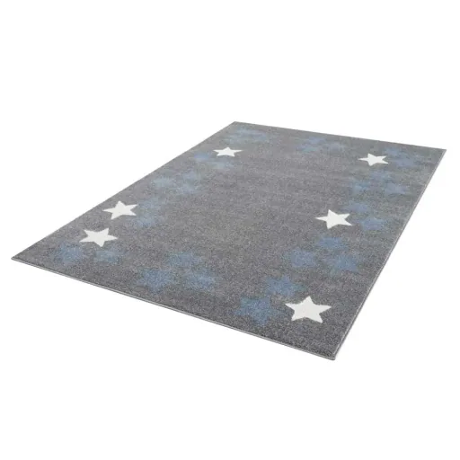 Livone Teppich Sternenband blau grau, Teppichgrösse: 120 x 180 cm