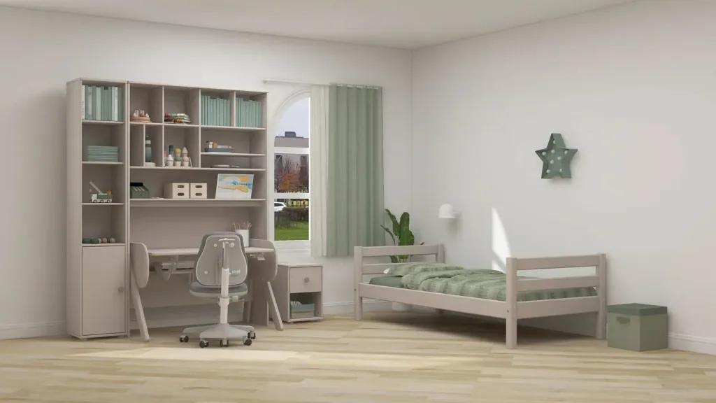 Flexa Kommode - Classic, mit 1 Schublade, 36x51,8 cm, Farbe: Grau gekalkt / Grau gekalkt / Naturgrün