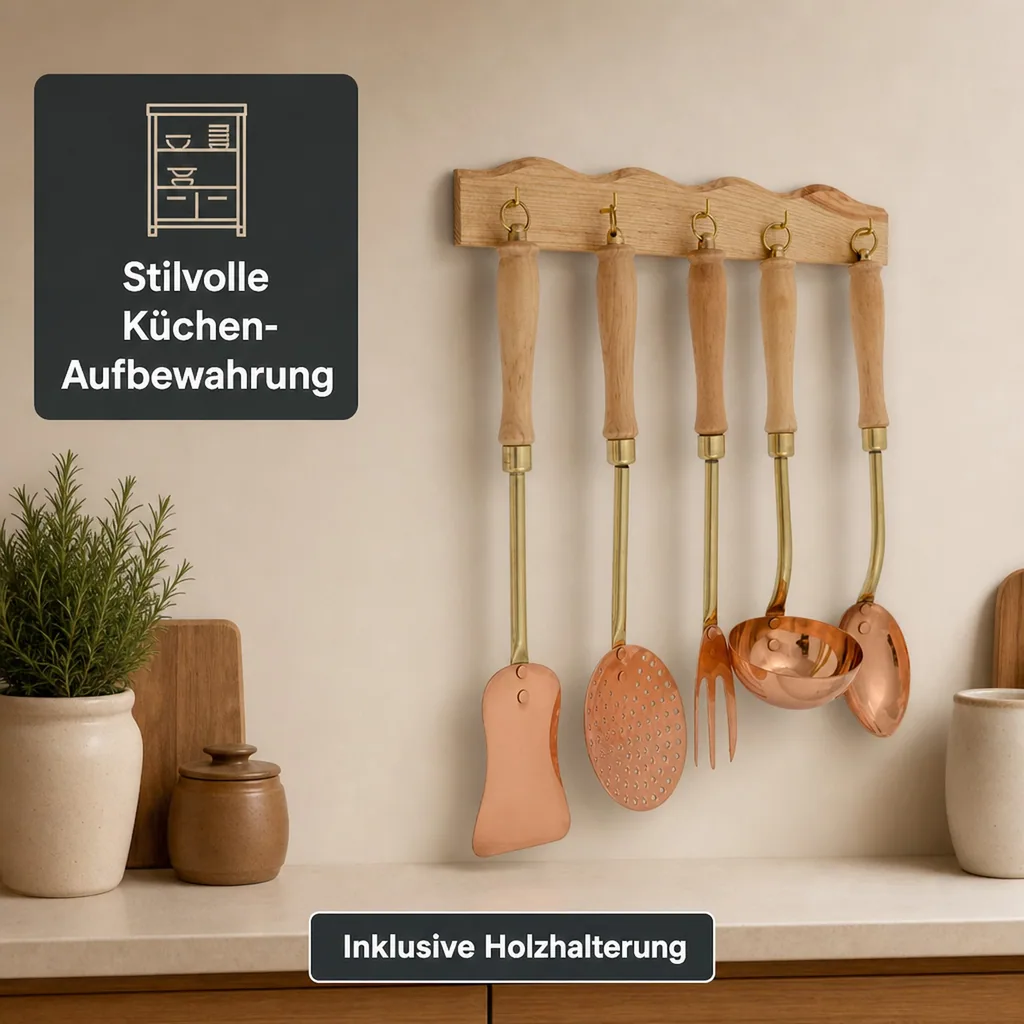 Küchenset, Kochbesteck set - Mit Holzhalter