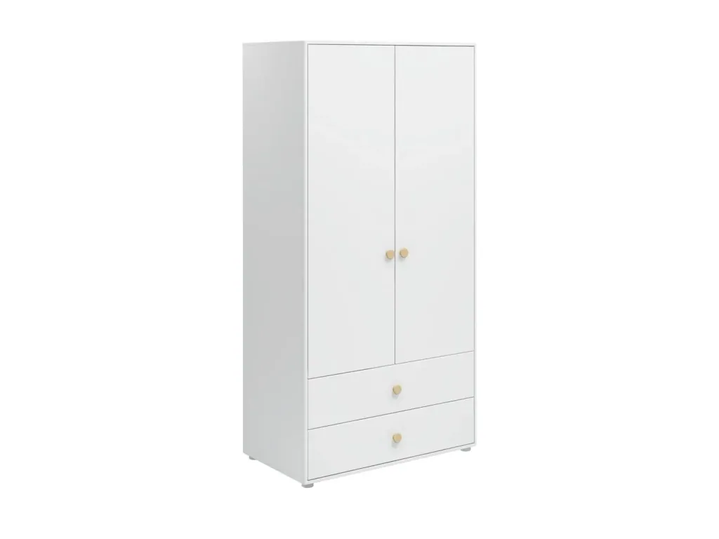 Flexa Kleiderschrank - Roomie, 2 Türen + 2 Schubladen, Farbe: Weiß/Eiche