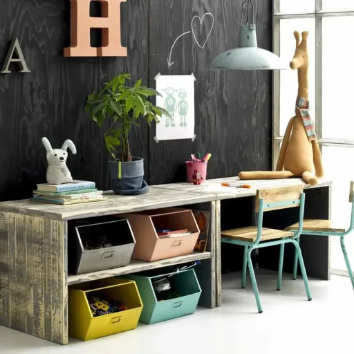Kidsdepot Stuhl Metall Holz grau