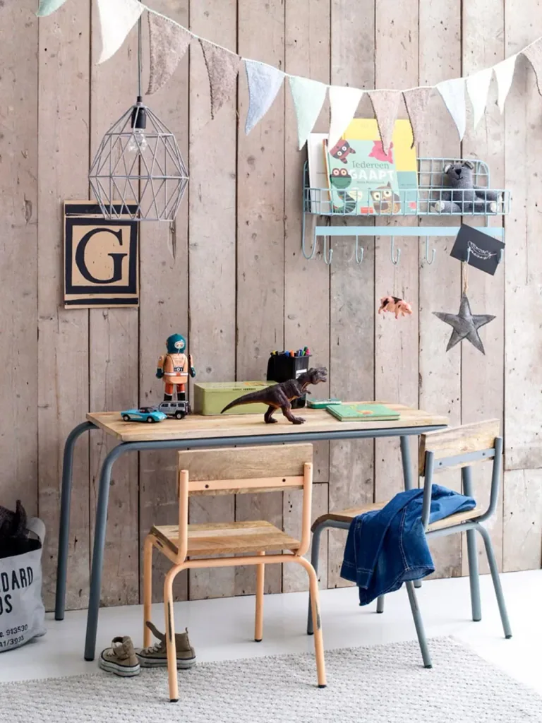 Kidsdepot Stuhl Metall Holz grau