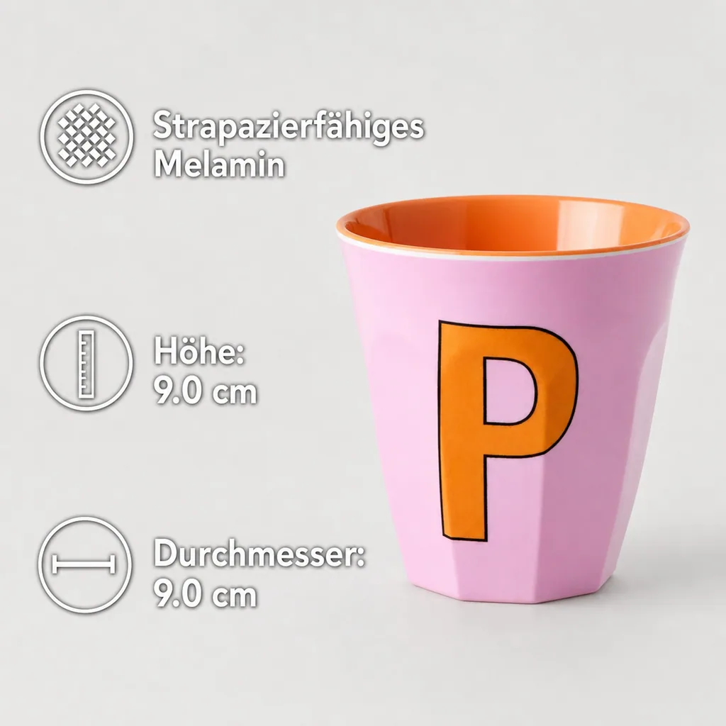 RICE Becher - P, 250 ml, Melamine, Farbe: rosa
