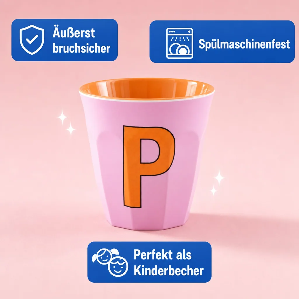 RICE Becher - P, 250 ml, Melamine, Farbe: rosa