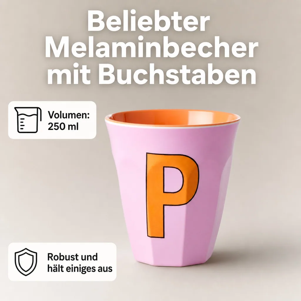 RICE Becher - P, 250 ml, Melamine, Farbe: rosa