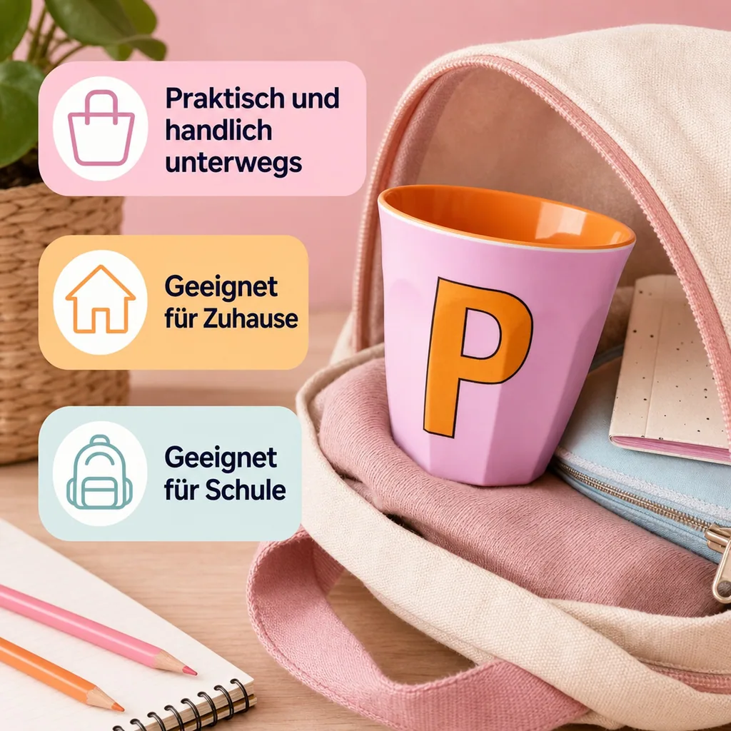 RICE Becher - P, 250 ml, Melamine, Farbe: rosa