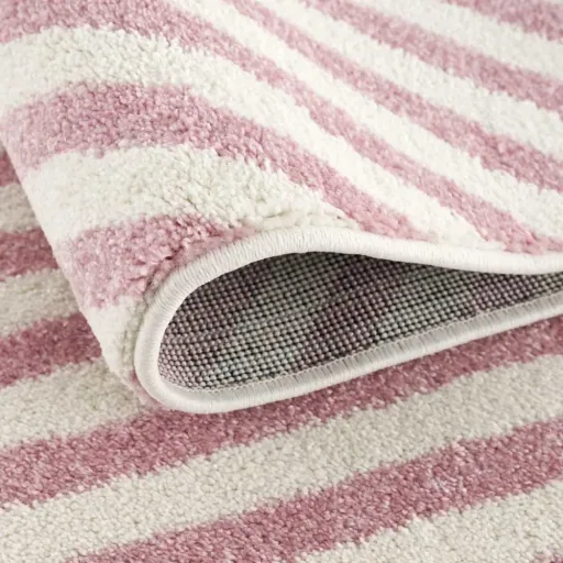 Livone Teppich Stern & Diagonal Streifen rosa, Teppichgrösse: 160 x 230 cm
