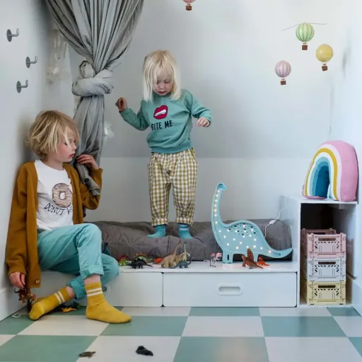 little lights Led Deko Kinderlampe Dino hellblau