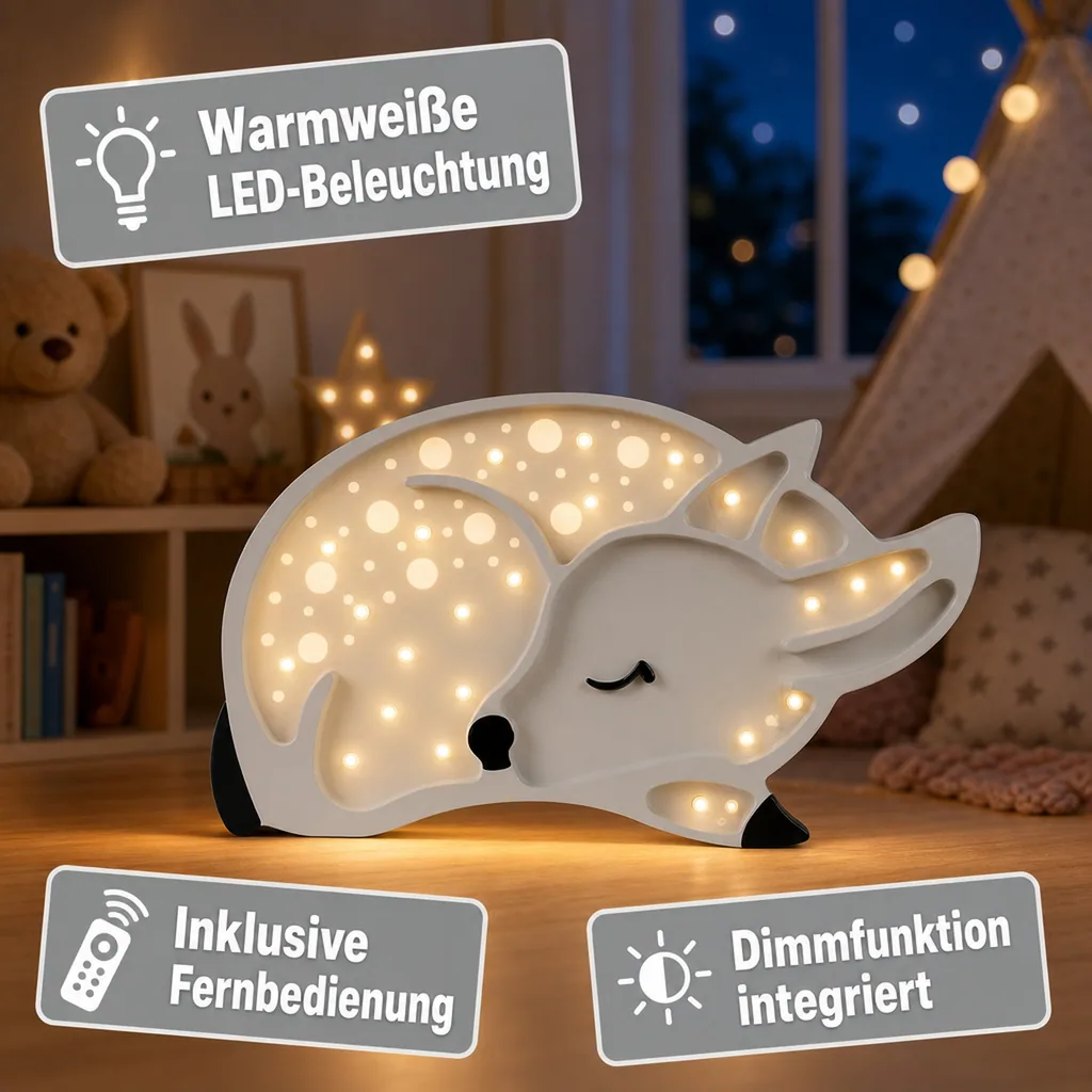 little lights Led Deko Kinderlampe Reh hellgrau