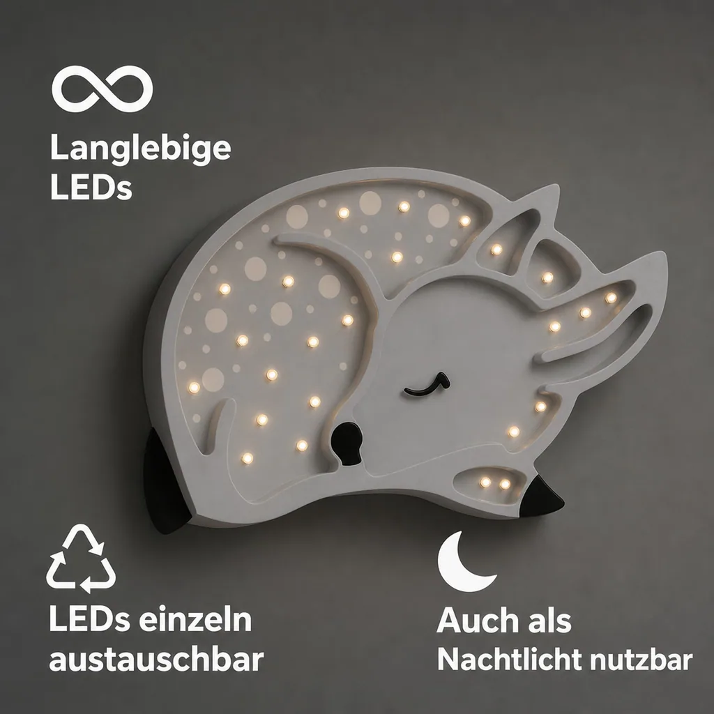 little lights Led Deko Kinderlampe Reh hellgrau