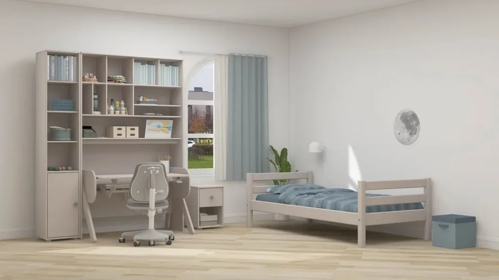Flexa Kommode - Classic, mit 1 Schublade, 36x51,8 cm, Farbe: Grau gekalkt / Grau gekalkt / Türkis