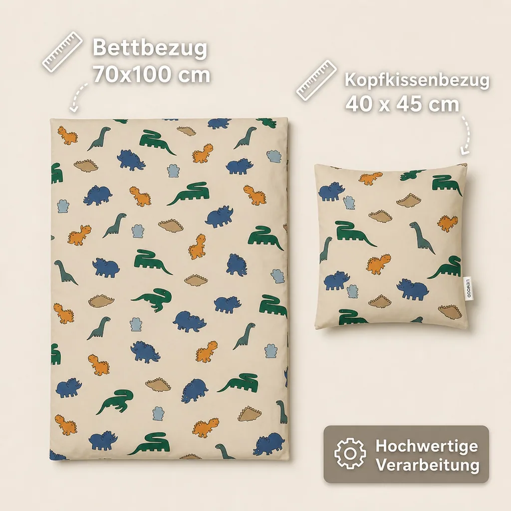 Liewood Bettwäsche - Carmen, 70x100, Farbe: Dinosaurier / Nebel
