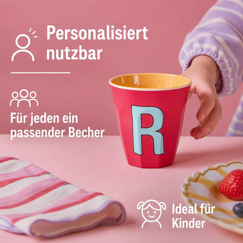RICE Becher - R, 250 ml, Melamine, Farbe: Roter Kuss