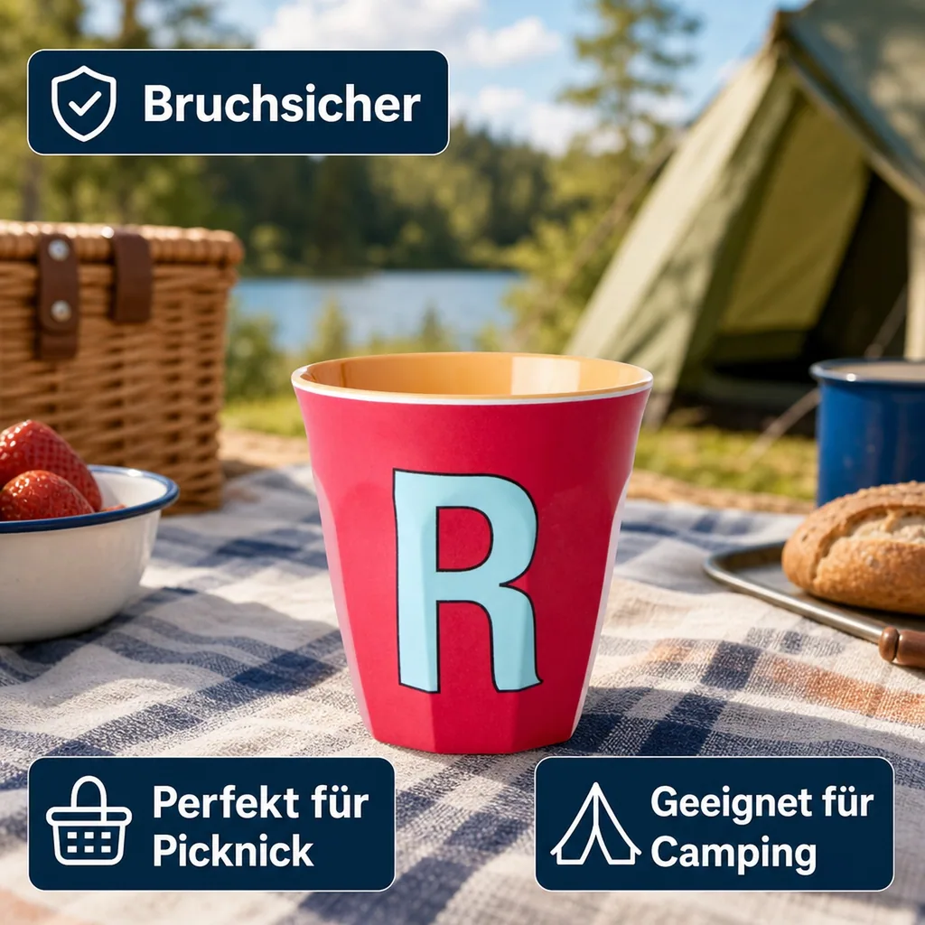 RICE Becher - R, 250 ml, Melamine, Farbe: Roter Kuss