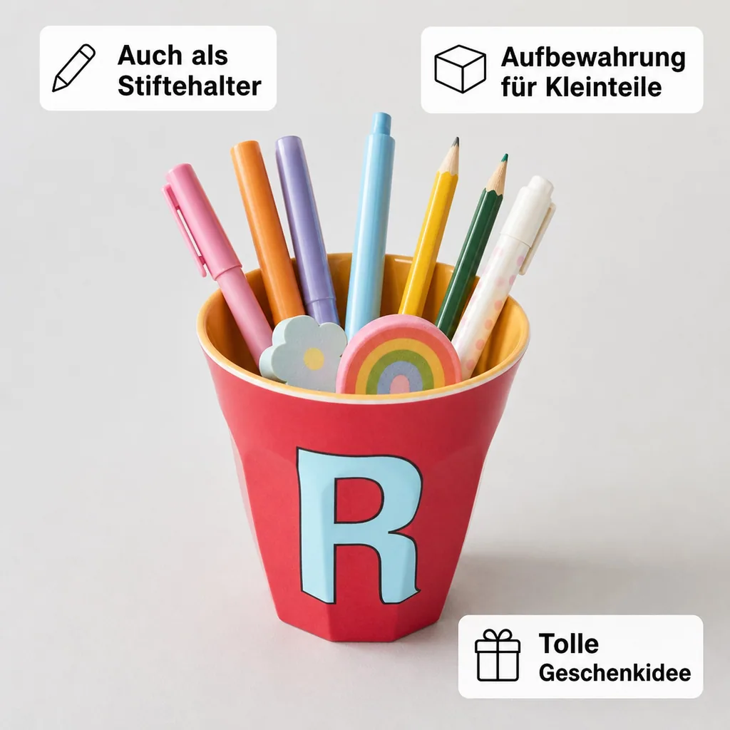 RICE Becher - R, 250 ml, Melamine, Farbe: Roter Kuss