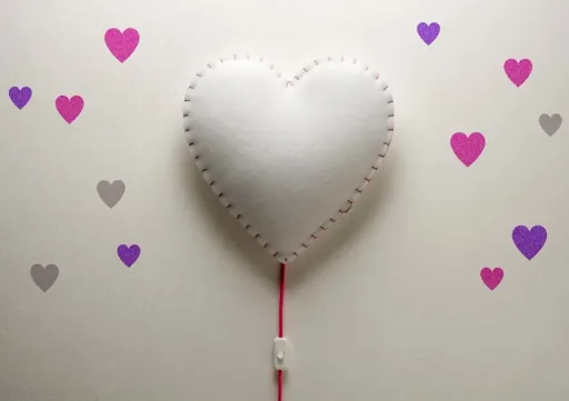 Buokids Softlampe Nachtlicht/Wandlampe Herz, Ausführung: Schnur & Stecker; Farbe der Naht: blau