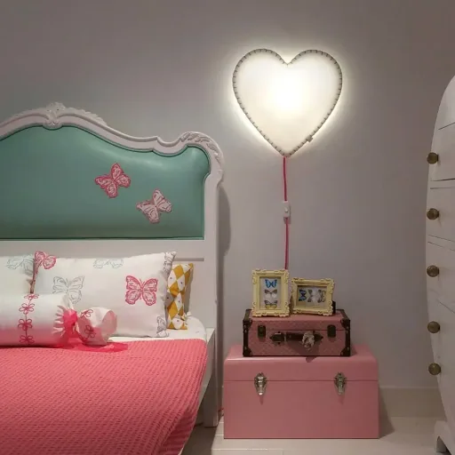 Buokids Softlampe Nachtlicht/Wandlampe Herz, Ausführung: Schnur & Stecker; Farbe der Naht: blau