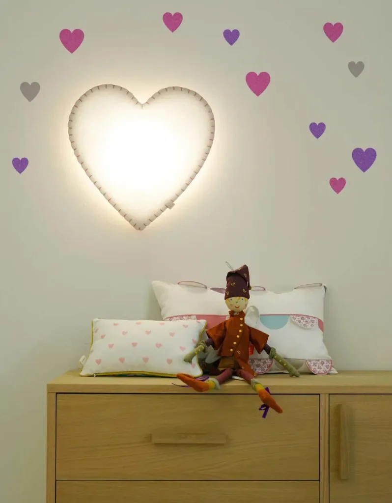 Buokids Softlampe Nachtlicht/Wandlampe Herz, Ausführung: Schnur & Stecker; Farbe der Naht: blau