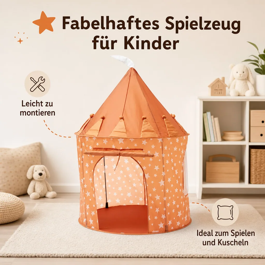 Kids Concept Spielzelt rund Sterne braun