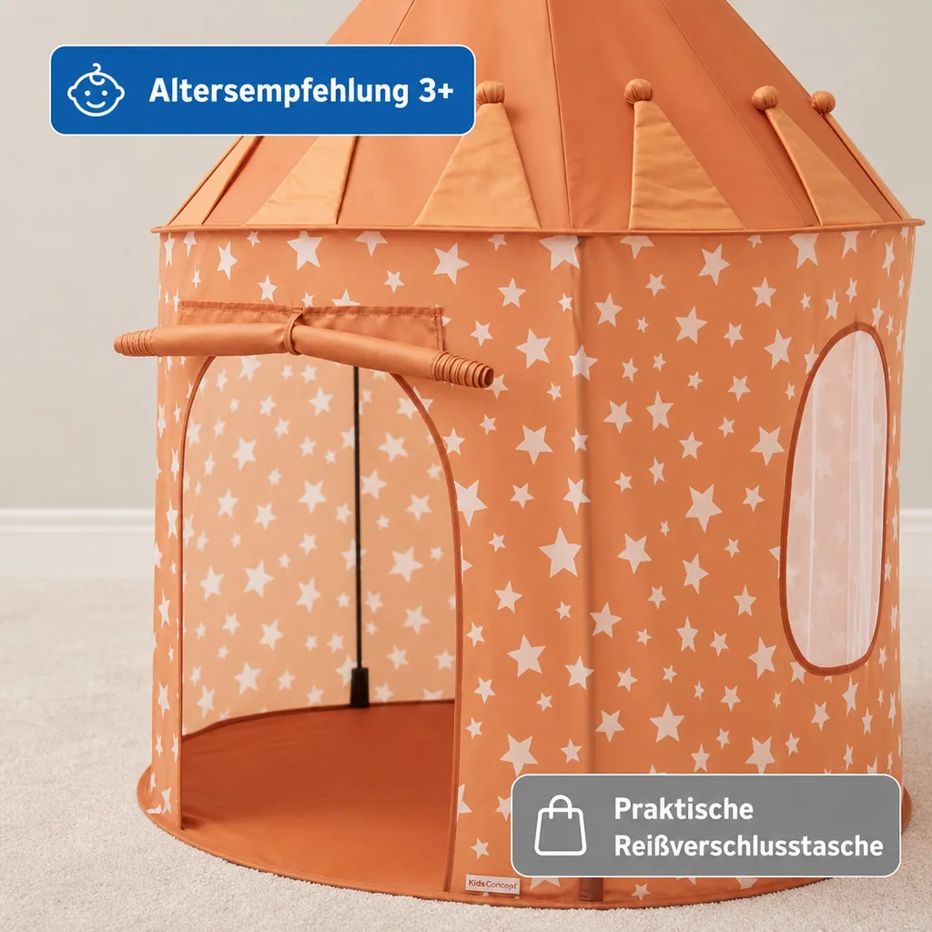 Kids Concept Spielzelt rund Sterne braun