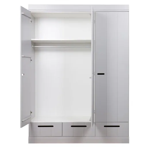 WOOOD - Schrank Connect, 3-türig, mit 3 Schubladen, Kiefer, 195x140x53 cm
