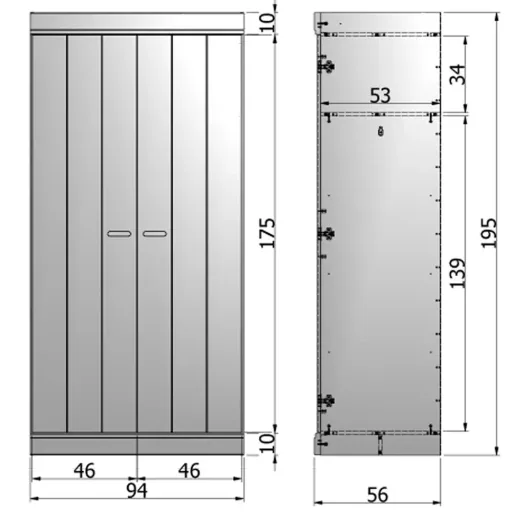 WOOOD 2 türiger Kleiderschrank erweiterbar weiss