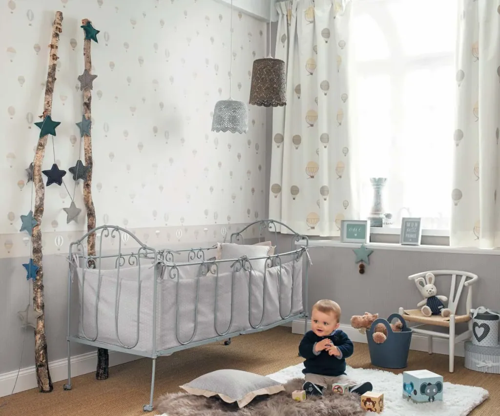 Casadeco My Little World Tapete Elefanten blau grau lime